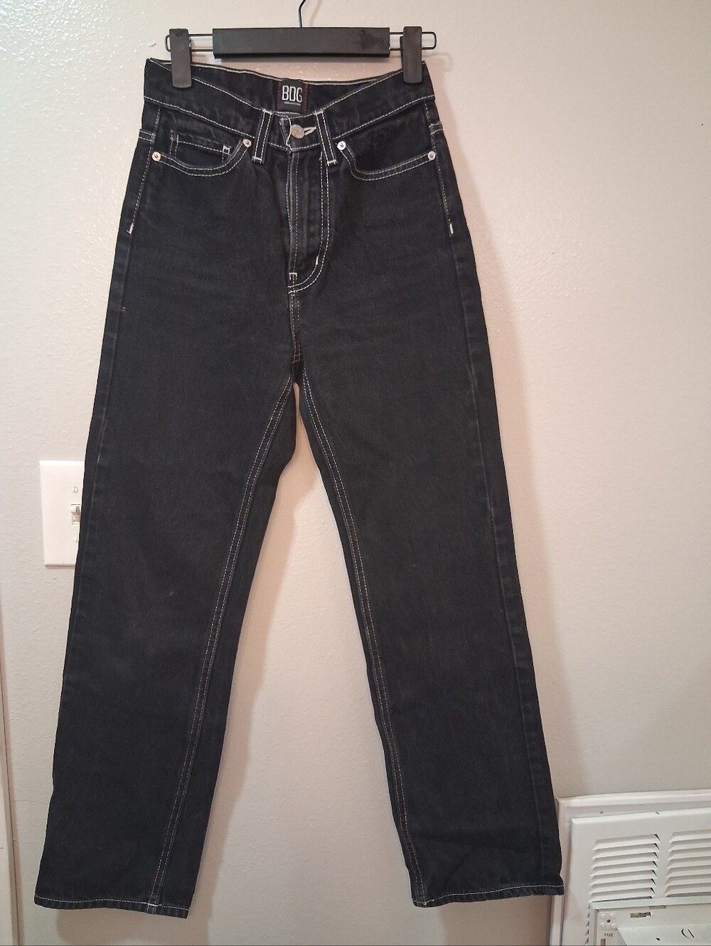 BDG Men’s Black Straight Jeans with Contrast Stitching
